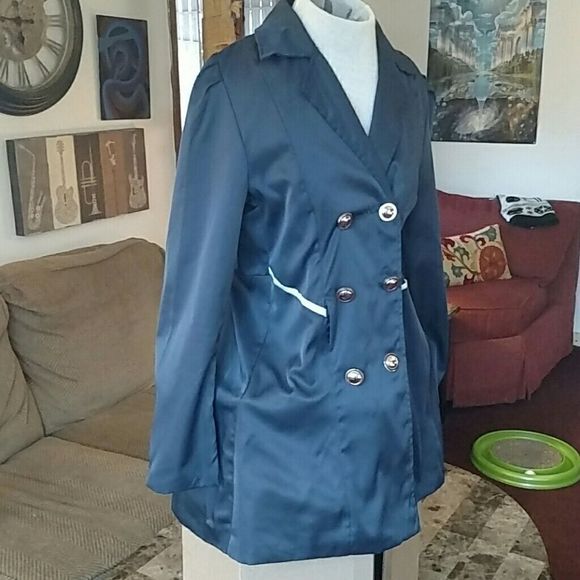 NWT Navy Satin Kids Pea Coat - Picture 2 of 8